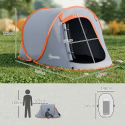 Tienda de Campaña Pop-Up para 2-3 Personas Plegable Impermeable de 2000 mm con Bolsa de Transporte 245x148x105 c... - Ogal.Es