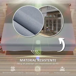 Toldo Manual Retráctil para Jardín con Manivela Protección UV Estructura de Metal y Aluminio 295x200 cm Gris - Ogal.Es