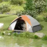 Tienda de Campaña Plegable para 2 Personas con Ventana y Bolsa Impermeable 3000 mm 210x150x110 cm Gris y Naranja - Ogal.Es