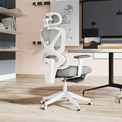 Silla de Escritorio de Malla Reclinable con Reposacabezas Giratoria Soporte Lumbar Reposapiés y Altura Regulable... - Ogal.Es