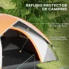 Tienda de Campaña Plegable para 2 Personas con Ventana y Bolsa Impermeable 3000 mm 210x150x110 cm Gris y Naranja - Ogal.Es
