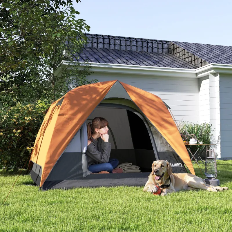 Tienda de Camping para 4 Personas Impermeable Fácil Instalación y Bolsa de Transporte Incluida 200x200x135 cm Gris - Ogal.Es