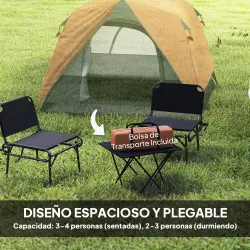 Tienda de Camping para 4 Personas Impermeable Fácil Instalación y Bolsa de Transporte Incluida 200x200x135 cm Gris - Ogal.Es