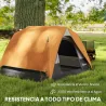Tienda de Camping para 4 Personas Impermeable Fácil Instalación y Bolsa de Transporte Incluida 200x200x135 cm Gris - Ogal.Es