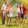 Barbacoa de Carbón con 2 Parrillas de Acero Inoxidable Barbacoa Portátil con 2 Especieros para Camping 94x39x70 ... - Ogal.Es