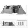 Tienda de Campaña para 3 Personas con Ventanas Gancho Bolsa de Transporte Impermeable 3000 mm 470x220x150 cm Verde - Ogal.Es