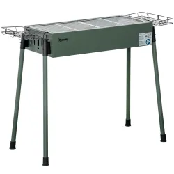 Barbacoa de Carbón con 2 Parrillas de Acero Inoxidable Barbacoa Portátil con 2 Especieros para Camping 94x39x70 ... - Ogal.Es