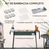 Barbacoa de Carbón con 2 Parrillas de Acero Inoxidable Barbacoa Portátil con 2 Especieros para Camping 94x39x70 ... - Ogal.Es