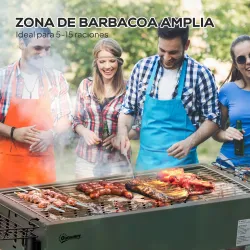 Barbacoa de Carbón con 2 Parrillas de Acero Inoxidable Barbacoa Portátil con 2 Especieros para Camping 94x39x70 ... - Ogal.Es