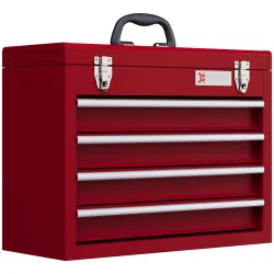 Caja de Herramientas de Acero con 4 Cajones Bandeja Tapa Abatible y Cierres Metálicos 51x22x39,5 cm Rojo - Ogal.Es
