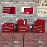 Caja de Herramientas de Acero con 4 Cajones Bandeja Tapa Abatible y Cierres Metálicos 51x22x39,5 cm Rojo - Ogal.Es