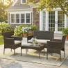 Conjunto de Muebles de Jardín de Ratán Sintético con Sofá Sillones y Mesa de Centro con Vidrio Templado y Cojine... - Ogal.Es