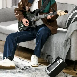 Kit Guitarra Eléctrica de Iniciación con Amplificador 15W Afinador Digital Cuerdas Correa 3 Púas y Funda Negro - Ogal.Es