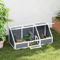Casa para Tortugas de Madera sin Base con Tapas Abatible Puerta Frontal Abrible y Pestillos 120x55x50 cm Gris Claro - Ogal.Es