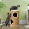 Barril Rascador para Gatos de 2 Niveles Torre Rascador para Gatos con 2 Cuevas y Cubierta de Sisal Ø35x60 cm Marrón - Ogal.Es