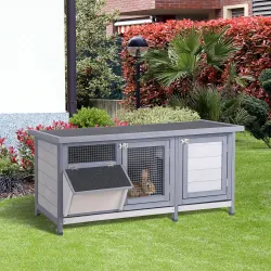 Jaula para Conejos con Techo Asfáltico Abatible Puertas con Pestillo Bandejas Extraíbles y Comedero 112x50x54 cm... - Ogal.Es