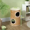 Barril Rascador para Gatos de 2 Niveles Torre Rascador para Gatos con 2 Cuevas y Cubierta de Sisal Ø35x60 cm Marrón - Ogal.Es