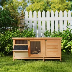 Jaula para Conejos con Techo Asfáltico Abatible Puertas con Pestillo Bandejas Extraíbles Comedero 112x50x54 cm A... - Ogal.Es