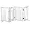 Barrera de Seguridad para Perros Plegable de Madera para Escaleras y Puertas con Soporte de Pie 204x36x75 cm Blanco - Ogal.Es