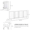 Barrera de Seguridad para Perros Plegable de Madera para Escaleras y Puertas con Soporte de Pie 204x36x75 cm Blanco - Ogal.Es