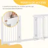 Barrera de Seguridad para Perros Plegable de Madera para Escaleras y Puertas con Soporte de Pie 204x36x75 cm Blanco - Ogal.Es