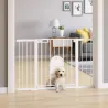 Barrera de Seguridad para Perros con Puerta Pequeña para Escaleras y Puertas 75-131 cm con 3 Extensiones Blanco - Ogal.Es