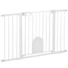 Barrera de Seguridad para Perros con Puerta Pequeña para Escaleras y Puertas 75-131 cm con 3 Extensiones Blanco - Ogal.Es