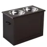 Comedero Elevado para Perros Grandes con 2 Cuencos de 2000ml y Almacenamiento Oculto 60x30x41 cm Marrón Oscuro - Ogal.Es