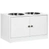Comedero Elevado para Perros Grandes con 2 Cuencos de 2000ml y Almacenamiento Oculto 60x30x35,5 cm Blanco - Ogal.Es