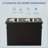 Comedero Elevado para Perros Grandes con 2 Cuencos de 2000ml y Almacenamiento Oculto 60x30x41 cm Marrón Oscuro - Ogal.Es