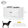 Comedero Elevado para Perros Grandes con 2 Cuencos de 2000ml y Almacenamiento Oculto 60x30x35,5 cm Blanco - Ogal.Es