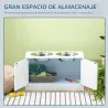 Comedero Elevado para Perros Grandes con 2 Cuencos de 2000ml y Almacenamiento Oculto 60x30x35,5 cm Blanco - Ogal.Es