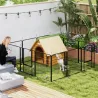 Parque para Perros de 12 Paneles 68x80 cm Corral Plegable para Perros Medianos con Puertas y Cierre Negro - Ogal.Es
