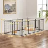Parque para Perros de 12 Paneles 68x80 cm Corral Plegable para Perros Medianos con Puertas y Cierre Negro - Ogal.Es