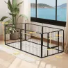 Parque para Perros de 6 Paneles de 60 cm de Altura con Puerta para Interior y Exterior Negro - Ogal.Es