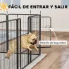 Parque para Perros de 12 Paneles 68x80 cm Corral Plegable para Perros Medianos con Puertas y Cierre Negro - Ogal.Es
