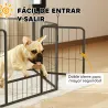 Parque para Perros de 6 Paneles de 60 cm de Altura con Puerta para Interior y Exterior Negro - Ogal.Es