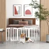 Barrera de Seguridad para Perros Plegable 155 cm Valla para Perros Medianos de 3 Paneles con Pies Extraíbles Blanco - Ogal.Es