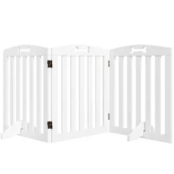 Barrera de Seguridad para Perros Plegable 155 cm Valla para Perros Medianos de 3 Paneles con Pies Extraíbles Blanco - Ogal.Es