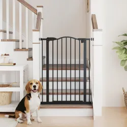 Barrera de Seguridad para Perros 74-80 cm con 2 Extensiones Montaje a Presión Doble Bloqueo para Puerta Escalera... - Ogal.Es