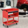 Carro de Taller Carro de Herramientas con 3 Bandejas y Cajón Ruedas con Frenos Asa Lateral Panel Lateral Perfora... - Ogal.Es