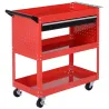 Carro de Taller Carro de Herramientas con 3 Bandejas y Cajón Ruedas con Frenos Asa Lateral Panel Lateral Perfora... - Ogal.Es