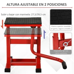 Elevador para Motocicletas con Manivela Altura Ajustable de 27,5/39,5 cm Base Antideslizante Carga 150kg Rojo y ... - Ogal.Es