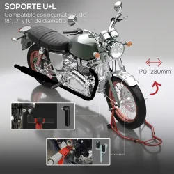 Caballete Moto Soporte Delantero Universal de Acero con Horquillas en U y L para Rueda 10" 17" 18" Carga 200 kg ... - Ogal.Es
