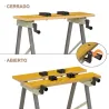 Banco de Trabajo Plegable 4 en 1 Mesa de Trabajo con 4 Abrazaderas 2 Manivelas 62,5x60,5x78,5 cm Natural y Gris - Ogal.Es