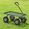Carrito de Jardín con Manija Acolchada y 4 Ruedas Grandes Estructura de Acero Carga 150 kg 94x48,5x100 cm Verde ... - Ogal.Es