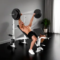 Banco de Musculación Inclinable con Soporte para Barra Ajustable Extensión de Piernas y Curl de Predicador para ... - Ogal.Es
