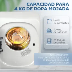 Secadora de Evacuación 3 KG 800W Función Antiarrugas Función Esterilizar 5 Programas Carga Frontal 48x40x56 cm B... - Ogal.Es