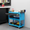 Carro de Taller Carro de Herramientas con 3 Bandejas y Cajón Ruedas con Frenos Asa Lateral Panel Lateral Perfora... - Ogal.Es