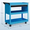 Carro de Taller Carro de Herramientas con 3 Bandejas y Cajón Ruedas con Frenos Asa Lateral Panel Lateral Perfora... - Ogal.Es